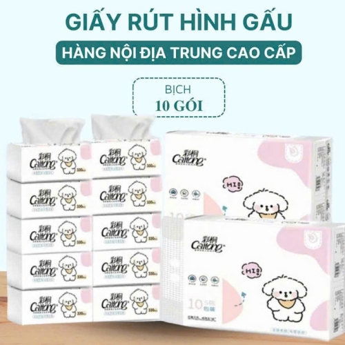 Khăn Giấy Caitong Cún Bông Cao Cấp 330 tờ