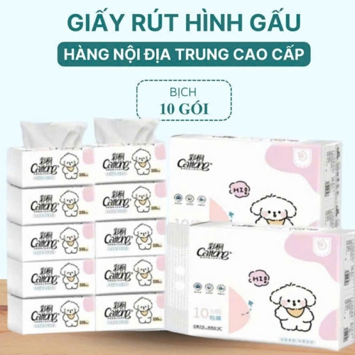 Khăn Giấy Caitong Cún Bông Cao Cấp 330 tờ