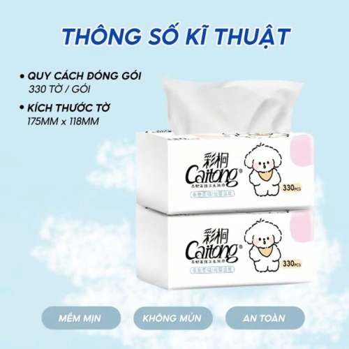 Khăn Giấy Caitong Cún Bông Cao Cấp 330 tờ