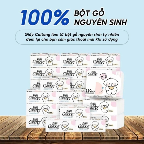 Khăn Giấy Caitong Cún Bông Cao Cấp 330 tờ