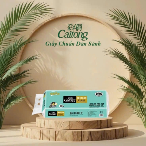 Giấy vệ sinh cuộn Caitong Xanh Ngọc 568 (Bịch 10 cuộn)